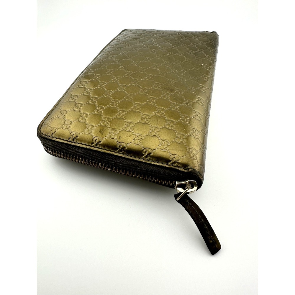 100% Authentic Gucci GG Monogram Gold Leather Zip-Around Wallet – GOOD Condition - Picture 3 of 12